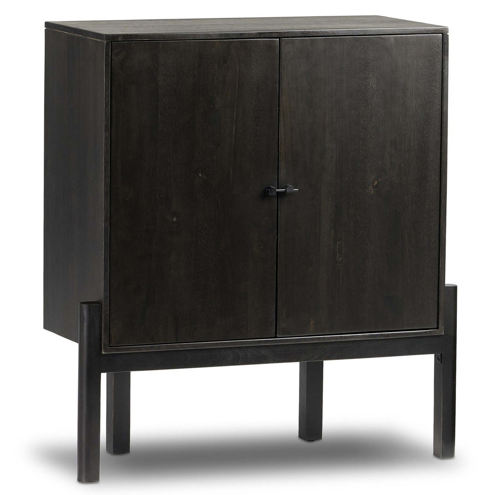 Reza Bar Cabinet, Worn Black-Furniture - Storage-High Fashion Home