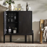 Reza Bar Cabinet, Worn Black-Furniture - Storage-High Fashion Home