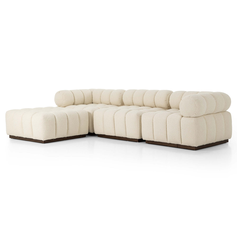 Roma 3-Piece Sectional w/Ottoman, Durham Cream-Furniture - Sofas-High Fashion Home