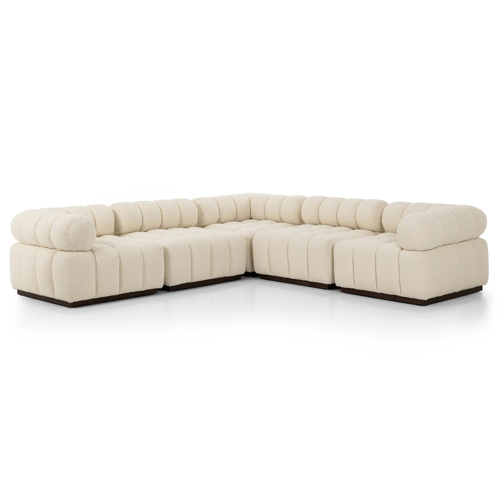 Roma 5-Piece Sectional, Durham Cream-Furniture - Sofas-High Fashion Home