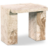 Romano End Table, Desert Taupe Marble-Furniture - Accent Tables-High Fashion Home