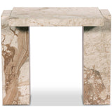 Romano End Table, Desert Taupe Marble-Furniture - Accent Tables-High Fashion Home