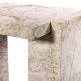 Romano End Table, Desert Taupe Marble-Furniture - Accent Tables-High Fashion Home