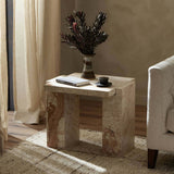 Romano End Table, Desert Taupe Marble-Furniture - Accent Tables-High Fashion Home