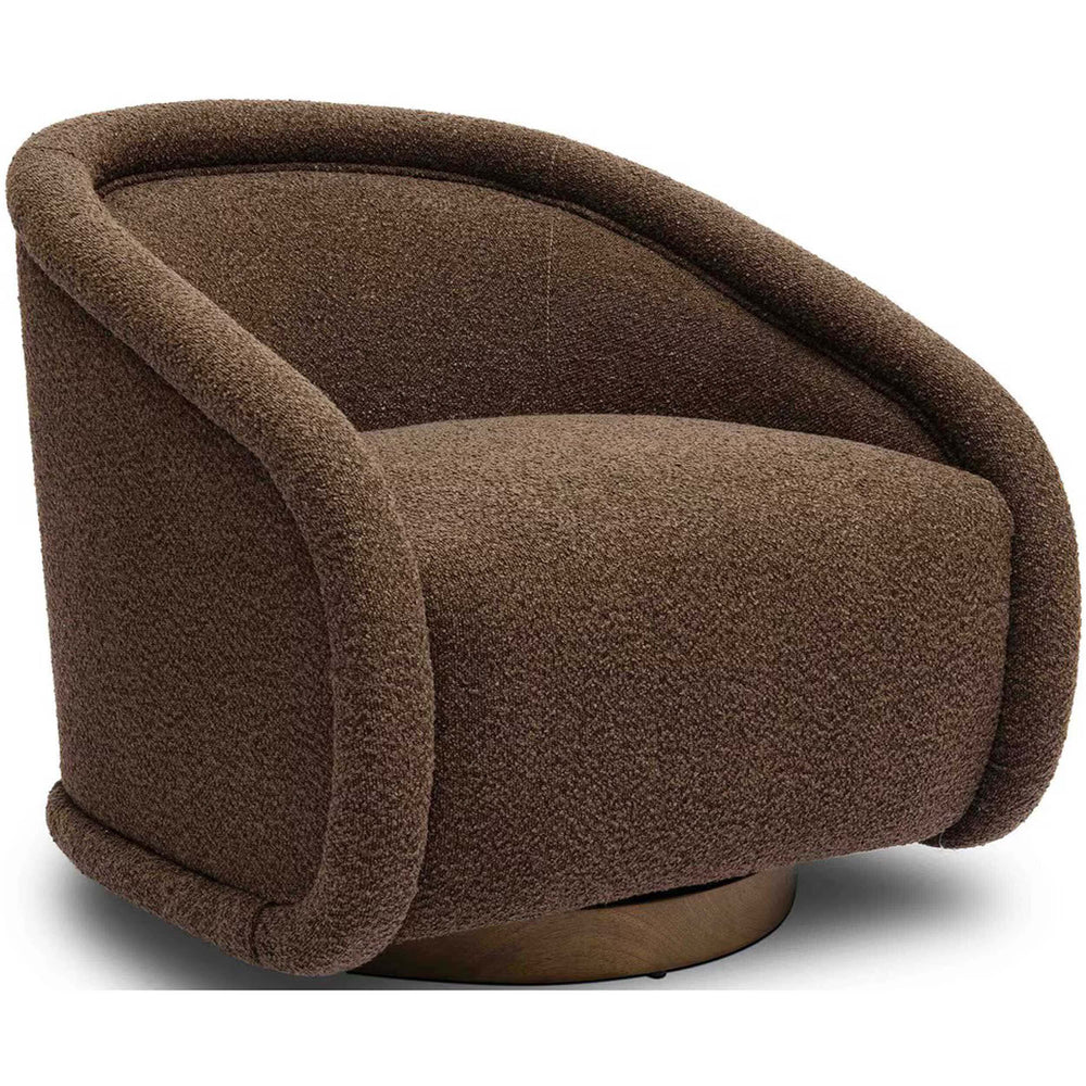 Rory Swivel Chair, Brown Boucle-Furniture - Chairs-High Fashion Home