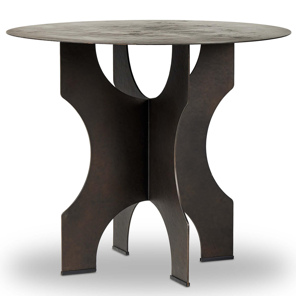 Round Side Table in Solid Iron, Bronze