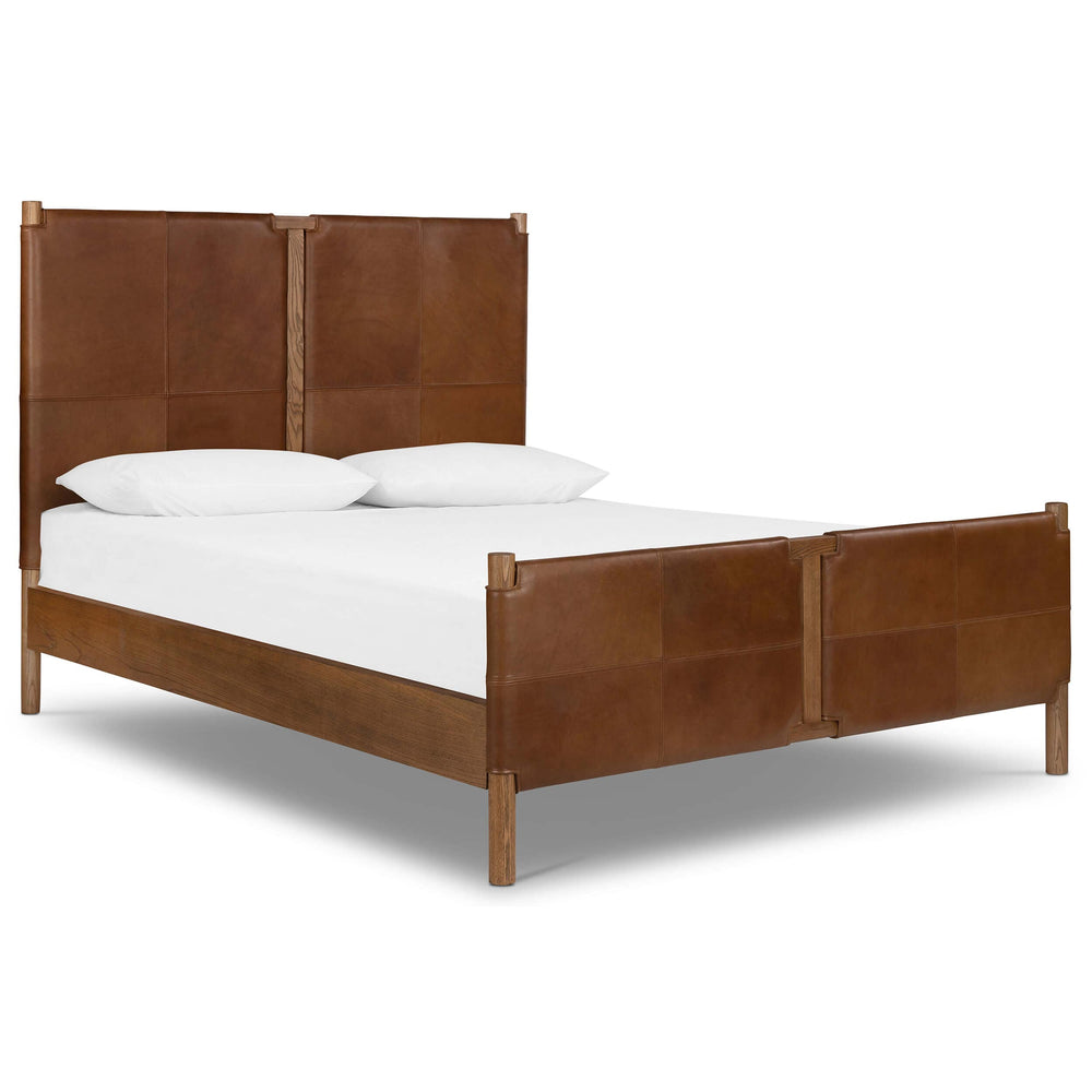 Salado Leather Bed, Heirloom Sienna-Furniture - Bedroom-High Fashion Home