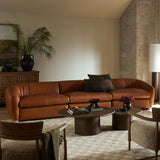 Saldana 5 Piece Leather Sectional, Lorento Cognac-Furniture - Sofas-High Fashion Home