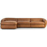 Saldana 3 Piece Leather Sectional w/Left Chaise, Lorento Cognac-Furniture - Sofas-High Fashion Home