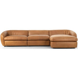 Saldana 3 Piece Leather Sectional w/Right Chaise, Lorento Cognac-Furniture - Sofas-High Fashion Home