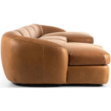 Saldana 4 Piece Leather Double Chaise, Lorento Cognac-Furniture - Sofas-High Fashion Home