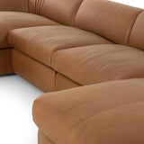 Saldana 4 Piece Leather Double Chaise, Lorento Cognac-Furniture - Sofas-High Fashion Home