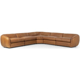 Saldana 5 Piece Leather Sectional, Lorento Cognac-Furniture - Sofas-High Fashion Home