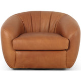 Saldana Leather Swivel Chair, Lorento Cognac-Furniture - Chairs-High Fashion Home