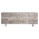 Sereno Entertainment Credenza, Silver Travertine-Furniture - Storage-High Fashion Home