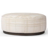 Sinclair Large Round Ottoman, Sheffield Ivory