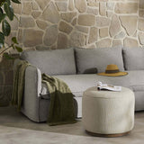 Sinclair Round Outdoor Ottoman, Hayes Cream-Furniture - Benches-High Fashion Home