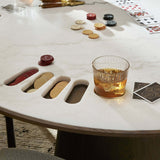 Skye Poker Table, White Marble-Furniture - Dining-High Fashion Home