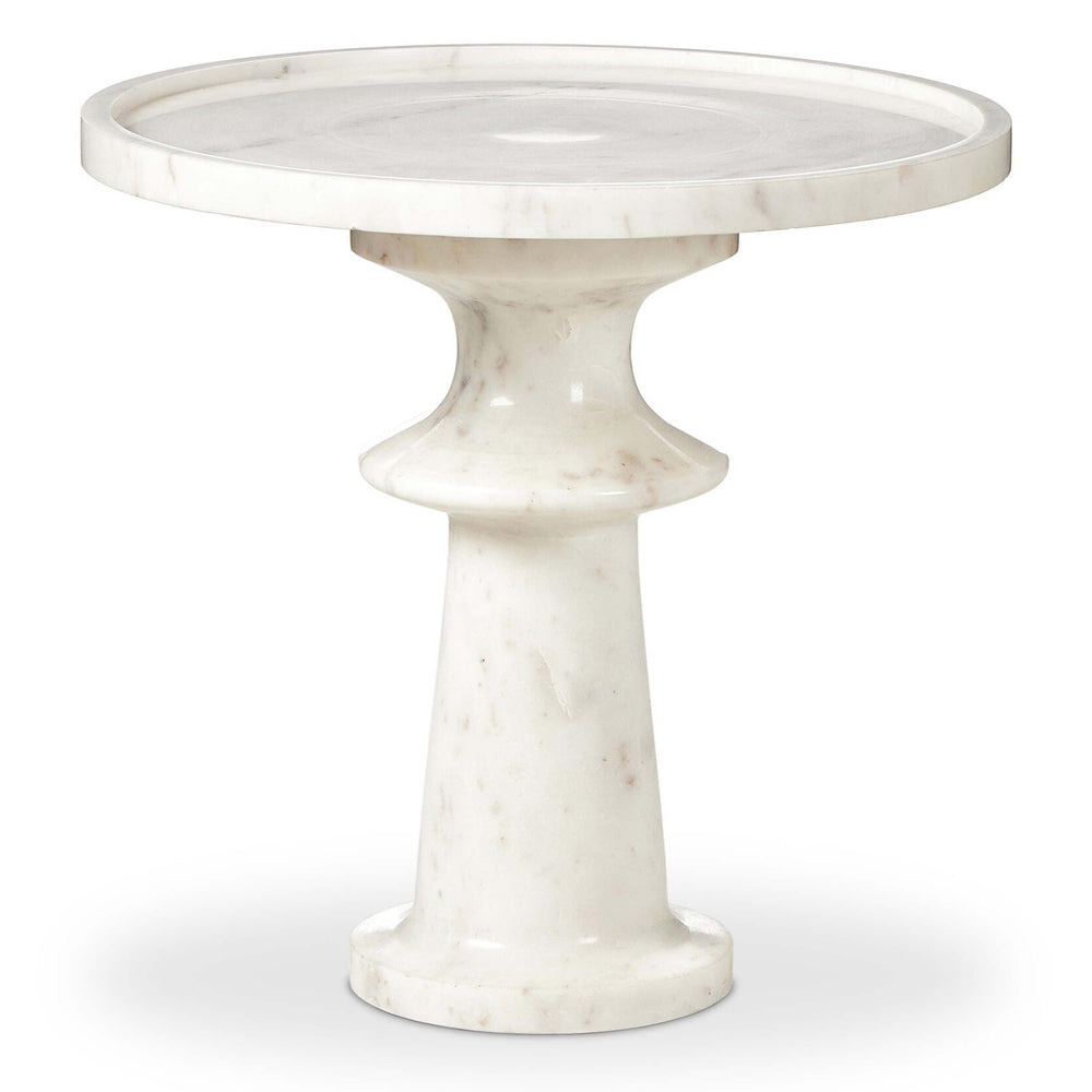 Skylar End Table, Polished White Marble-Furniture - Accent Tables-High Fashion Home