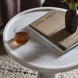 Skylar End Table, Polished White Marble-Furniture - Accent Tables-High Fashion Home