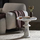 Skylar End Table, Polished White Marble-Furniture - Accent Tables-High Fashion Home