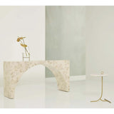 Stone Top Accent Table, White/Grey Marble-Furniture - Accent Tables-High Fashion Home