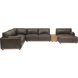 Sutton 5 Piece Leather Sectional, York Mushroom-Furniture - Sofas-High Fashion Home