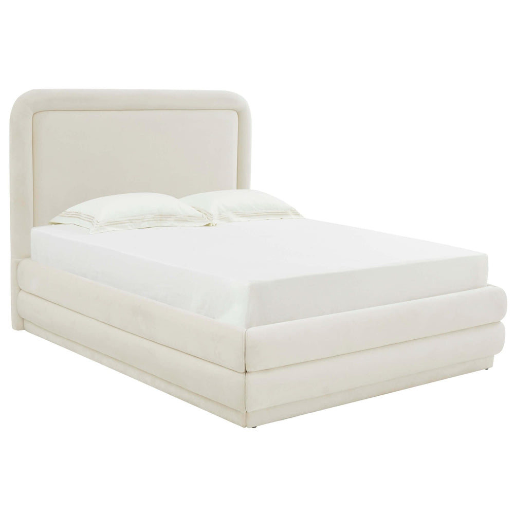 Briella Velvet Bed, Cream-Furniture - Bedroom-High Fashion Home