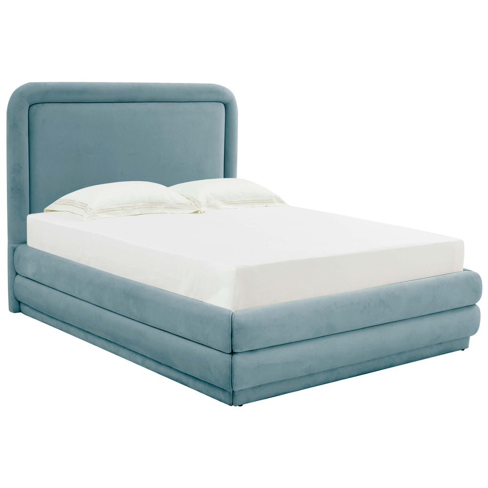 Briella Velvet Bed, Bluestone-Furniture - Bedroom-High Fashion Home