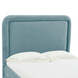 Briella Velvet Bed, Bluestone-Furniture - Bedroom-High Fashion Home