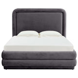 Briella Velvet Bed, Dark Grey-Furniture - Bedroom-High Fashion Home