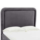 Briella Velvet Bed, Dark Grey-Furniture - Bedroom-High Fashion Home