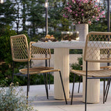 Parcino Outdoor Round Dining Table, Terrazzo-Furniture - Dining-High Fashion Home