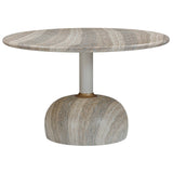 Omaha Outdoor Round Dining Table, Faux Travertine-Furniture - Dining-High Fashion Home