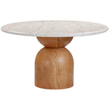 Cynthia Outdoor Round Dining Table, Travertine-Furniture - Dining-High Fashion Home