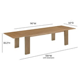 Polly Rectangular Extension Dining Table, Natural