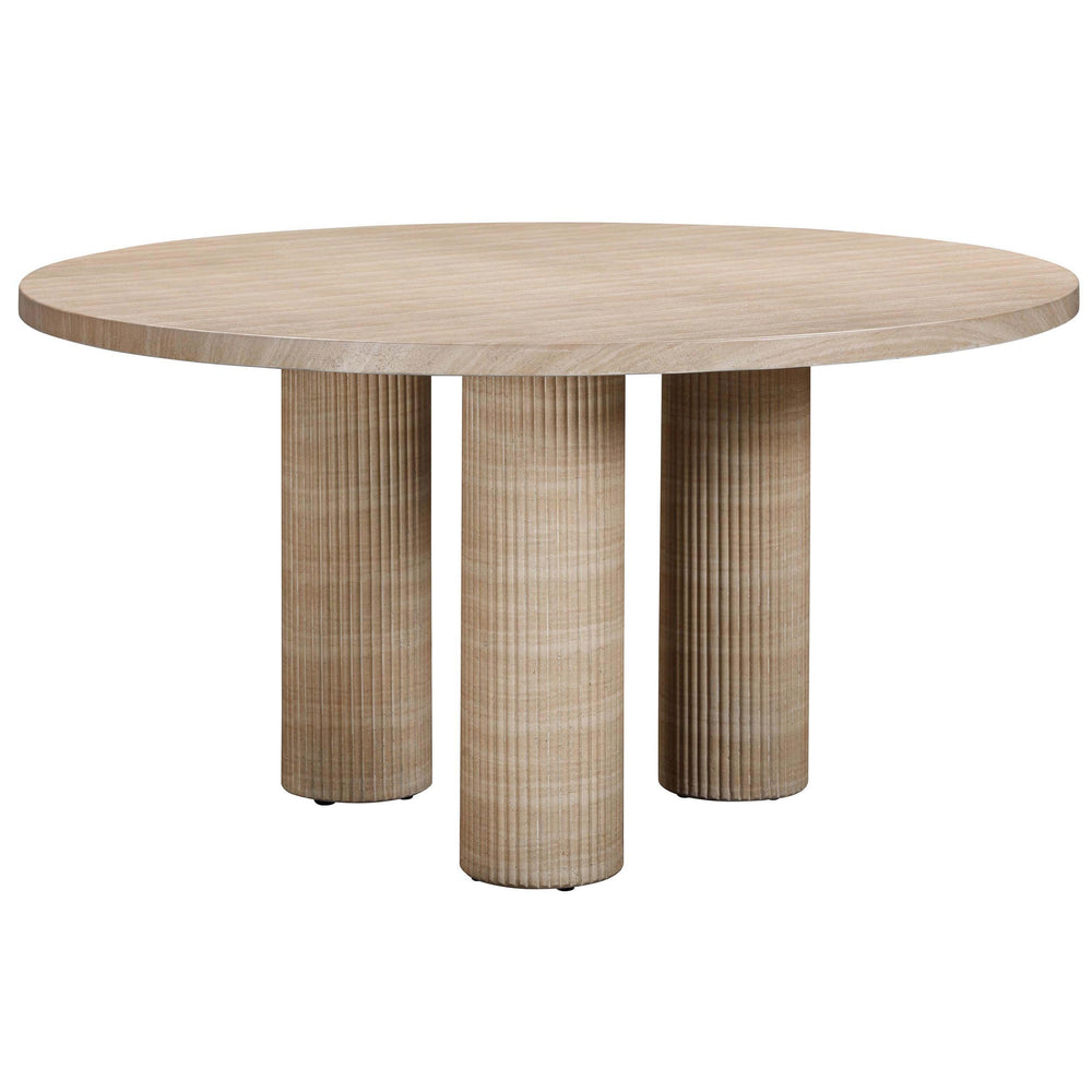 Patti Outdoor Round Dining Table, Faux Travertine-Furniture - Dining-High Fashion Home