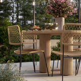 Patti Outdoor Round Dining Table, Faux Travertine-Furniture - Dining-High Fashion Home