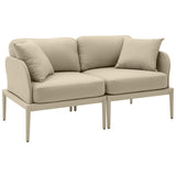 Kapri Outdoor Modular Loveseat, Taupe-Furniture - Sofas-High Fashion Home