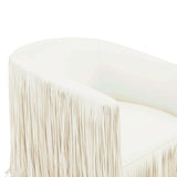 Shag Me Vegan Leather Swivel Chair, Ivory-Furniture - Chairs-High Fashion Home