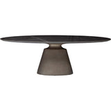 Taji Oval Dining Table, Polished Grey/Textured Silver Base