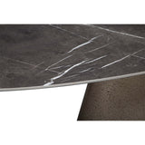 Taji Oval Dining Table, Polished Grey/Textured Silver Base