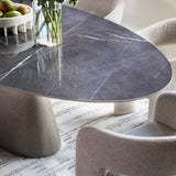 Taji Oval Dining Table, Polished Grey/Textured Silver Base