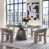 Taji Oval Dining Table, Polished Grey/Textured Silver Base