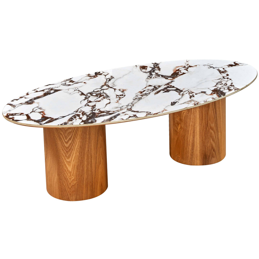 Tamara Oval Coffee Table, Marble Ceramic-Furniture - Accent Tables-High Fashion Home