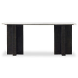 Terrell Large Console Table, Polished White Marble/Raw Black