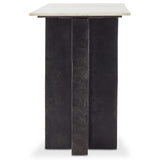 Terrell Large Console Table, Polished White Marble/Raw Black