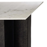 Terrell Large Console Table, Polished White Marble/Raw Black