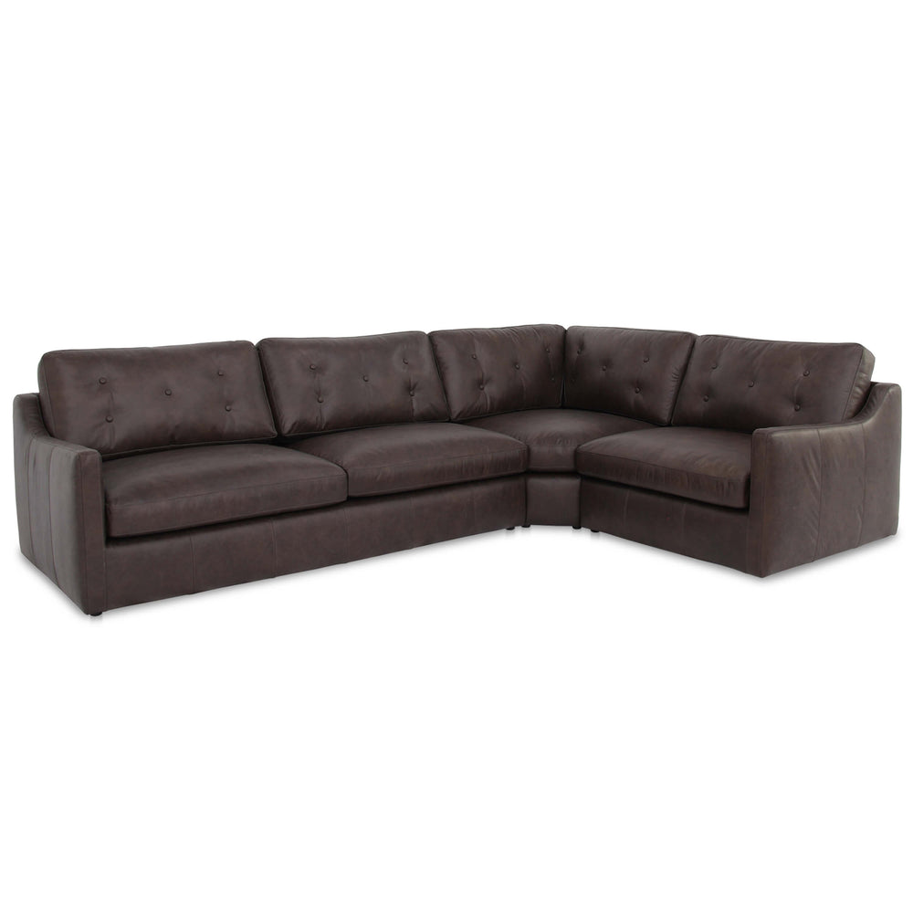 Thurlow 3 Piece Right Modular Leather Sectional, Espresso Brown