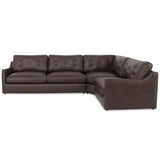 Thurlow 3 Piece Right Modular Leather Sectional, Espresso Brown